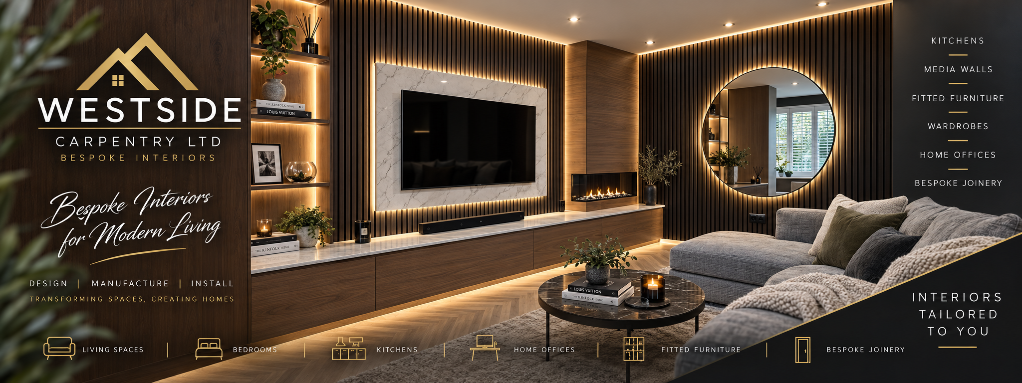 Westside Carpentry Ltd Bespoke Interior Living Room Media Wall Hero Header